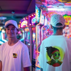 Men’s cotton graphic T-shirt with Kathakali Onam design – Kerala back print & pocket print by Salt & Soil